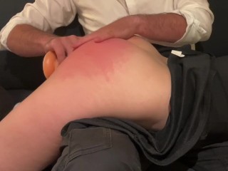 Spanking session with daddy – real orgasm