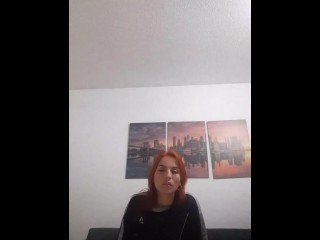 I ride my husband's cock in the living room of my house.