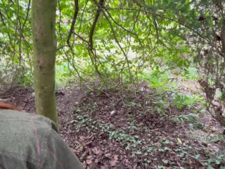 RISKY Public Sex - Busty Redhead Titty Fucks In The Bushes With People Walking By