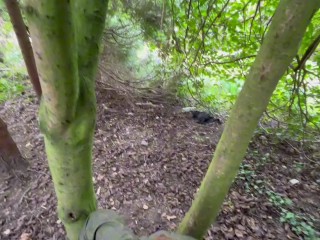 RISKY Public Sex - Busty Redhead Titty Fucks In The Bushes With People Walking By