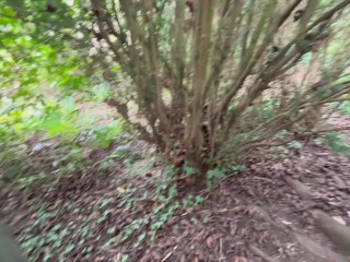 RISKY Public Sex - Busty Redhead Titty Fucks In The Bushes With People Walking By