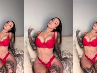 SEXY BRUNETTE BIMBO LOVES TO PLAY WITH HER HUGE TITS