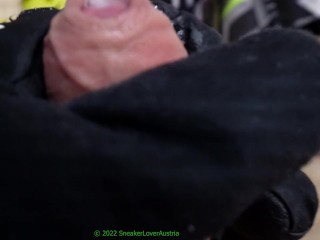 Cumshot on BFs worn osiris nyc shoes and mx jersey