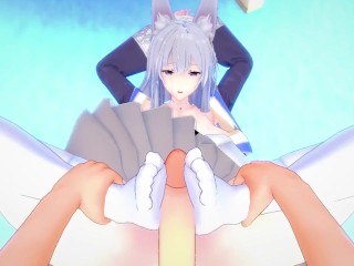 POV Hentai Footjob from Shinano from Azur Lane