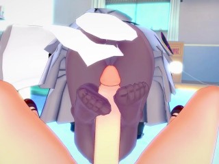 POV Hentai Footjob from Shiraishi Utaha from Blue Archive