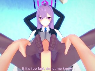 POV Hentai Footjob from Shiraishi Utaha from Blue Archive