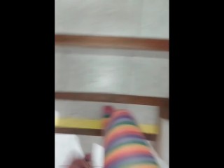 My friend dresses as a woman and sticks his cock in me, brunette, Latina, big ass, natural tits, big