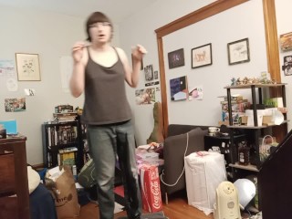 loser tgirl pisses its jeans and uses an onahole