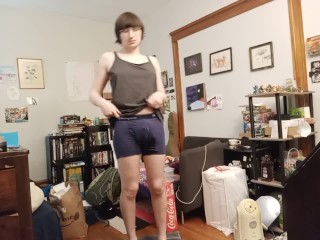 loser tgirl pisses its jeans and uses an onahole