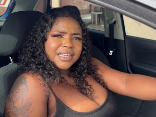 Big Booty Ebony Gets Fucked Through a Hole in Her Tight Gusher Shorts on Her Way to the Car Wash