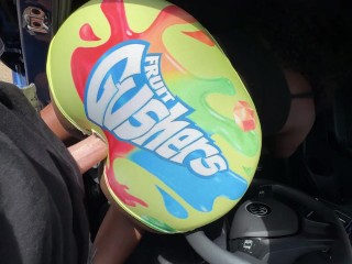 Big Booty Ebony Gets Fucked Through a Hole in Her Tight Gusher Shorts on Her Way to the Car Wash