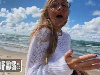 MOFOS - Busty Blonde Molly Pills Gets Nude On The Beach On A First Date And Gets Creampied In POV
