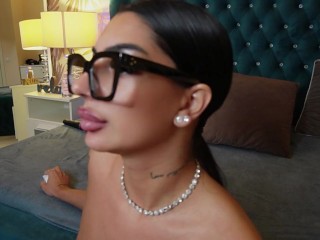 Shrooms Q Milks Her Stepbro's Cock With Her Tight Grip