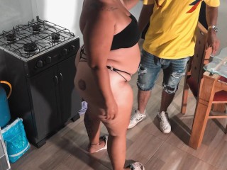 My neighbor helps me spend the night and in the end I get a good fuck