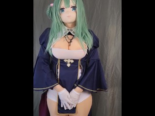Kigurumi Girl with big tits Cosplay jerking and Cumshot