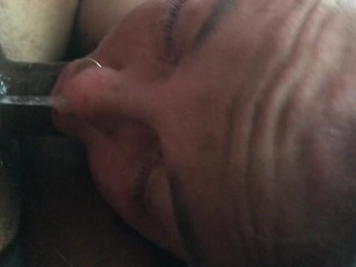 Snot dripping out her nose she can t stop sucking my dick she s having to much fun