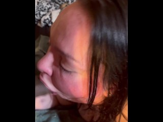 My dick is rock hard I m face fucking her nonstop all she wants to do is suck my dick and gag 💪🏾