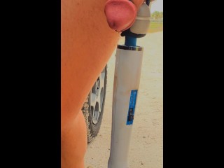 Strapped massage wand to my Cock and mmmmmmmm