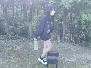 のあちゃんの野ションおしっこ我慢！！山登りしながらお漏らししちゃった！