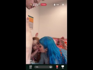 Accidentally live-streamed threesome with stepsis and her bff