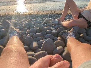 Almost Caught - On the Beach.!! Risky Sex With Hot Step Mom