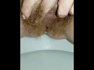 Sexy Hairy Pussy Pissing Close up