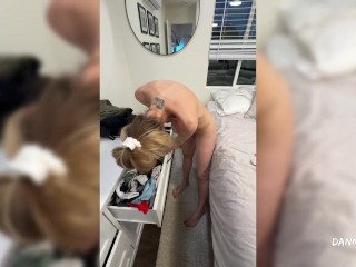 POV: Home video of amateur couple fucking at home Huge tits wrapped in a thong and a sports bra!