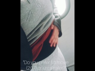 On her way home, she did a quick belly inflation on the train, making her belly huge