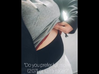 On her way home, she did a quick belly inflation on the train, making her belly huge