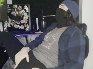 WATCHING PORN AND STROKING MY BIG COCK