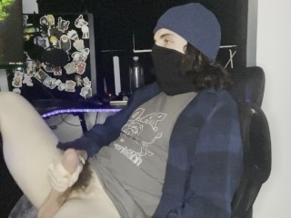 WATCHING PORN AND STROKING MY BIG COCK