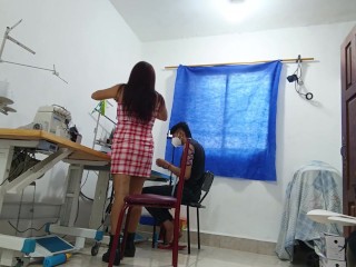 Whore calls her boyfriend to fuck her at work and says she fucks even the boss