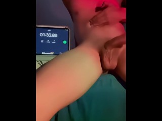 【男喘 射精 男M】夜深挑战1分钟极限狂尻，射了满身，听从主人的指示用最快的速度打飞机1分钟