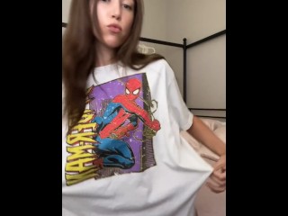 Petite ballerina girl showing off panties