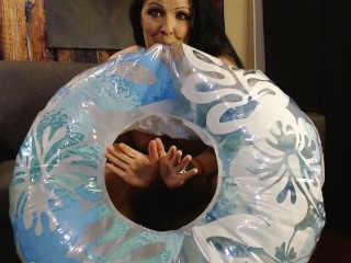 Naked Milf Blowing up a Pool Tube Inflatable Heavy Smoker