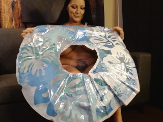 Naked Milf Blowing up a Pool Tube Inflatable Heavy Smoker