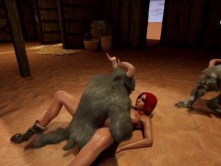 Monster Stable Ep 2 | Ellie The Stable Girl Fucked By 2 Satyrs | Monster Fucking | 3D Animation