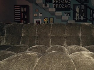 cute college girl home alone moaning on the parents sofa - little arden