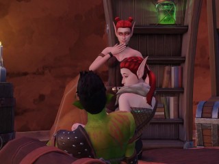 Orc and 2 elven girls ffm, sex in a cave, blowjob2, p4