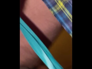 Quick public fuck in a casino bathroom interrupted by stranger