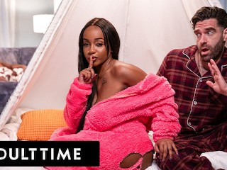 ADULT TIME - Lily Starfire Seduces Stepdaddy For Sneaky Fuck In Same Room As Oblivious Stepmom!