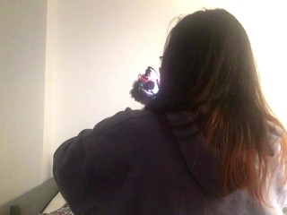 Kinky blonde slut riding cock BTS