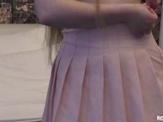 Peeked camera in wet cunt of a chubby teen & cum on ass skinny Asian slut!