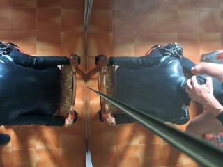 I am chairtied and he fucks my face for 10 minutes until he cums in my mouth