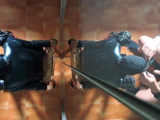 I am chairtied and he fucks my face for 10 minutes until he cums in my mouth