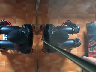 I am chairtied and he fucks my face for 10 minutes until he cums in my mouth