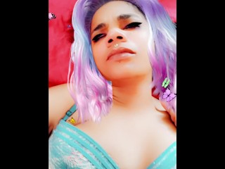 japan cosplay purple pink wig ebony tongue out