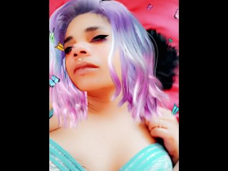 japan cosplay purple pink wig ebony tongue out