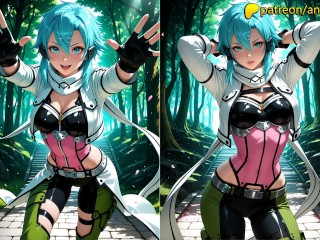 Sinon the sniper lost the duel and now pays with her body