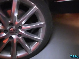 Public Agent - real public blowjob and sex for two guys in underground car park